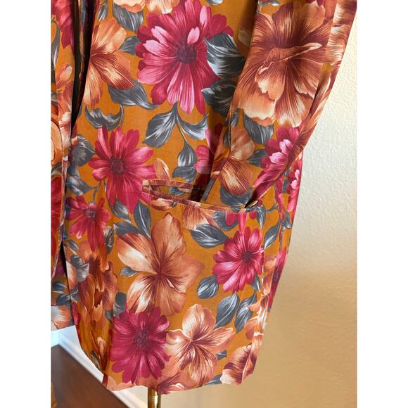 VTG NORTON MCNAUGHTON Floral Blazer | Brown Red Green Cottagecore | SIZE 12 - Picture 5 of 10